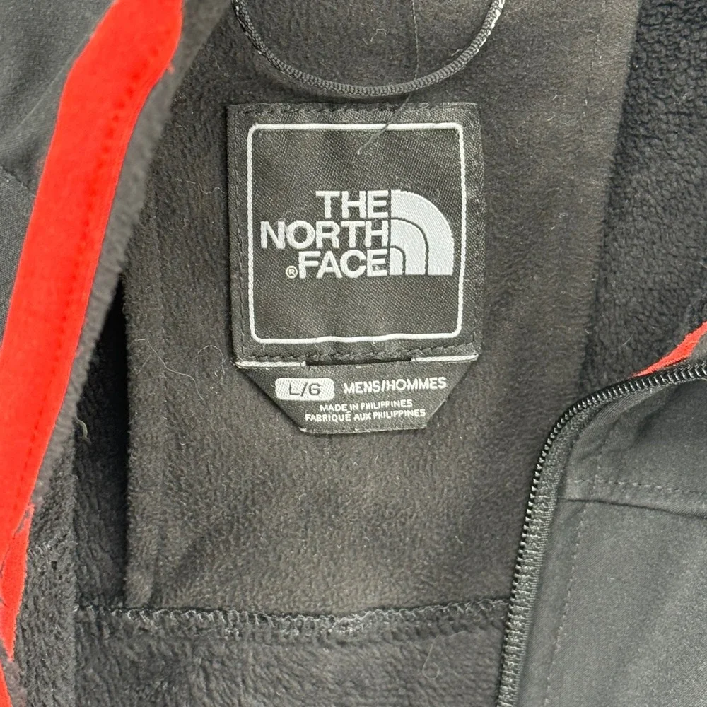 The North Face Men's Large Black Red Softshell Jacket Fleece Lined Heavyweight
